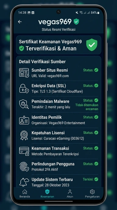Tampilan kanal resmi vegas969